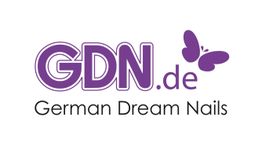 GDN.de Logo mit lila Schmetterling, Text: German Dream Nails.