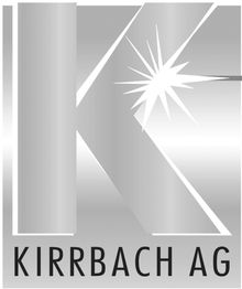 Logo der Kirrbach AG in Silber mit großem "K" und einem strahlenden Stern.