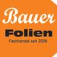 Orange-weißes Logo "Bauer Folien, Fachhandel seit 2006".