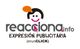 Logo de reacciona.info con texto "Expresión Publicitaria" y figura sonriente con globo de diálogo.