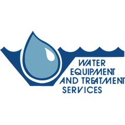 Logo with a water droplet and waves, text: "Water Equipment and Treatment Services".