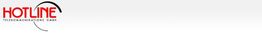 Logo mit rotem "HOTLINE" und Text "TELEKOMMUNIKATIONS GMBH" auf grauem Hintergrund.