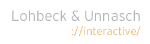 Text in Grau und Orange: "Lohbeck & Unnasch ://interactive/".