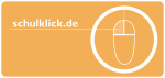 Orange Logo mit einer Computermaus und dem Text "schulklick.de".