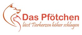 Logo: Zwei stilisierte Hunde, Text "Das Pfötchen lässt Tierherzen höher schlagen".