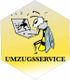 Comic-Biene vor einem Laptop, daneben der Text "Umzugsservice" auf gelbem Hintergrund.