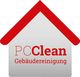 Symbol eines Hauses mit rotem Dach, Text: "PC Clean Gebäudereinigung".