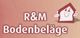 Rotes Logo mit Hausgesicht und Text "R&M Bodenbeläge" auf beigem Hintergrund.