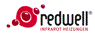 Redwell-Logo mit rotem Design und Text "Infrarot Heizungen".