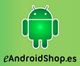 Logo de un robot Android verde sobre fondo verde con texto "eAndroidShop.es" abajo.