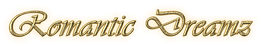 Schriftzug "Romantic Dreamz" in geschwungener, gelb-schattierter Schrift auf transparentem Hintergrund.