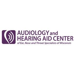 Logo for Audiology and Hearing Aid Center with a purple icon and text.