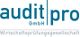 Logo von audit|pro GmbH, Wirtschaftsprüfungsgesellschaft, in Blau und Grau.
