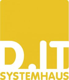 Gelbes Logo mit der Aufschrift „D.IT Systemhaus“ in weißer Schrift.