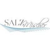 Logo mit der Aufschrift "Salzmischer" und einem blauen stilisierten Wellenmuster darunter.