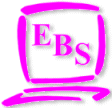 Handgezeichnetes pinkes Computersymbol mit den Buchstaben "EBS" im Bildschirm.