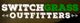 Text logo: "Switchgrass Outfitters" with decorative arrows.