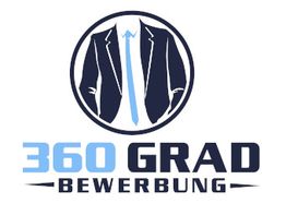 Logo mit einem Anzug und Krawatte, Text: "360 Grad Bewerbung".