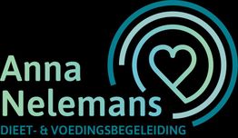Logo met tekst: "Anna Nelemans, Dieet- & Voedingsbegeleiding" en een hartvormig symbool.