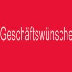 Roter Hintergrund mit weißem Text "Geschäftswünsche".