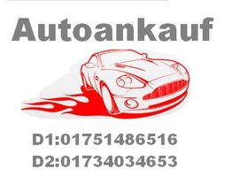 Autoankauf-Illustration mit rotem Auto und Telefonnummern: D1:01751486516, D2:01734034653.