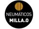 Logo circular negro con texto "NEUMÁTICOS MILLA.0" y dibujo de neumático en naranja arriba.