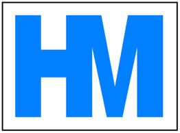 Blauer Buchstabe "HM" auf weißem Hintergrund.