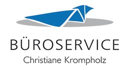 Logo mit blauem Origami-Vogel und Text: "Büroservice Christiane Krompholz".