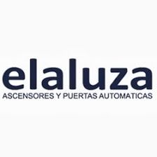Logo de "elaluza" con texto: "ASCENSORES Y PUERTAS AUTOMATICAS" en fondo blanco.