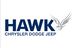 Logo of Hawk Chrysler Dodge Jeep with a stylized hawk graphic on the right.
