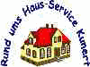 Illustration eines Hauses mit rotem Dach, umgeben von dem Text "Rund ums Haus-Service Kummer".