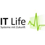 Logo von IT Life mit grünem EKG-Linien und dem Slogan "Systeme mit Zukunft".