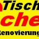 Gelbes Logo mit rotem "S", Text: "Tischlerei Schenk Renovierungssysteme" in Schwarz und Rot.