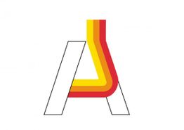 Stilisiertes "A" mit deutschen Farben: Schwarz, Rot, Gold.