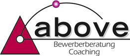 Logo mit rotem Dreieck, Kreis und dem Text: "above Bewerberberatung Coaching".