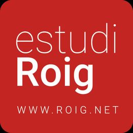 Logo rojo con texto "estudi Roig" y enlace "www.roig.net".