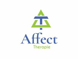 Logo met groene en blauwe driehoeken en tekst: "Affect Therapie".