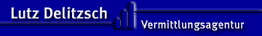 Blaues Logo mit Text: "Lutz Delitzsch Vermittlungsagentur" und Balkendiagramm-Symbol.
