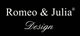 Schwarzes Logo mit weißem Text: "Romeo & Julia® Design".