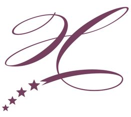 Geschwungenes H mit fünf Sternen in Lila, die nach links unten zeigen.