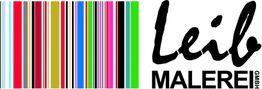Bunte Streifen neben dem Schriftzug "Leib Malerei GmbH" in schwarzer Schrift.