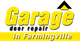 Yellow text logo: "Garage door repair in Farmingville."