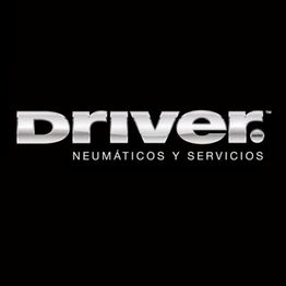 Logo de "Driver Neumáticos y Servicios" en letras plateadas sobre fondo negro.