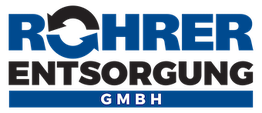 Rohrer Entsorgung GmbH Logo in Blau und Schwarz mit modernem Design.