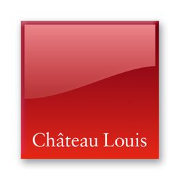 Rotes Quadrat mit dem weißen Schriftzug "Château Louis" unten.