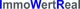 Logo mit dem Text "ImmoWertReal" in Grau und Blau.