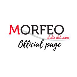 Logo Morfeo con scritta "il dio del sonno" e "Official page" in bianco e nero su sfondo bianco.