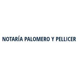 Texto en azul: "Notaría Palomero y Pellicer" sobre fondo blanco.