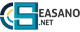 Logotipo de Seasano.net con diseño geométrico en tonos azul y amarillo, junto al texto negro.