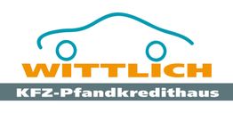 Logo mit stilisiertem Auto, Text "WITTLICH" in Orange, darunter "KFZ-Pfandkredithaus" in Grau.